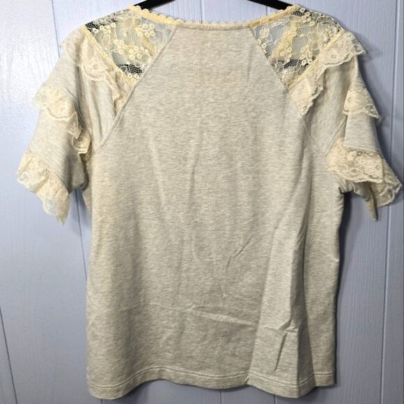 Karl Lagerfield Ruffle Lace Tee size Medium Classic Old Money Preppy - Picture 7 of 7